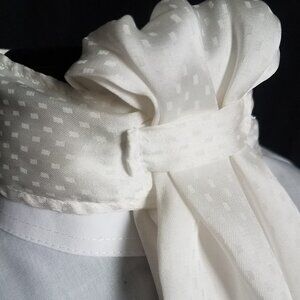 STOCK TIE Soft WHITE SILKY pre-tied by ORNAMENTS NEW